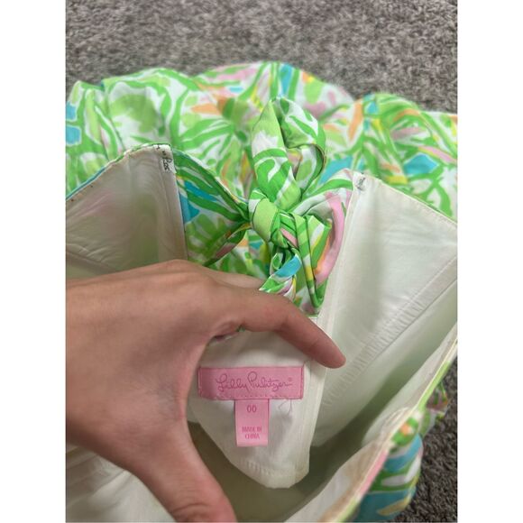 Lilly Pulitzer Strapless Richelle Mini Dress Elephant Ear Corset Top Tie Back 00 - Picture 5 of 13